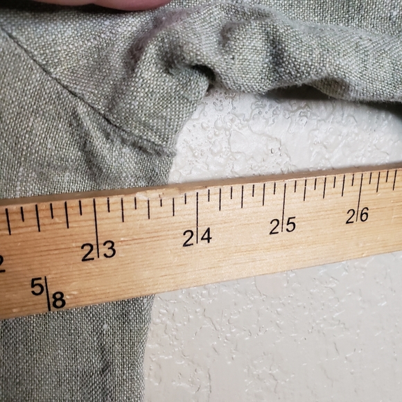 FLAX 100% Linen Long Sleeve Button Down Shirt Green Medium - Picture 5 of 7